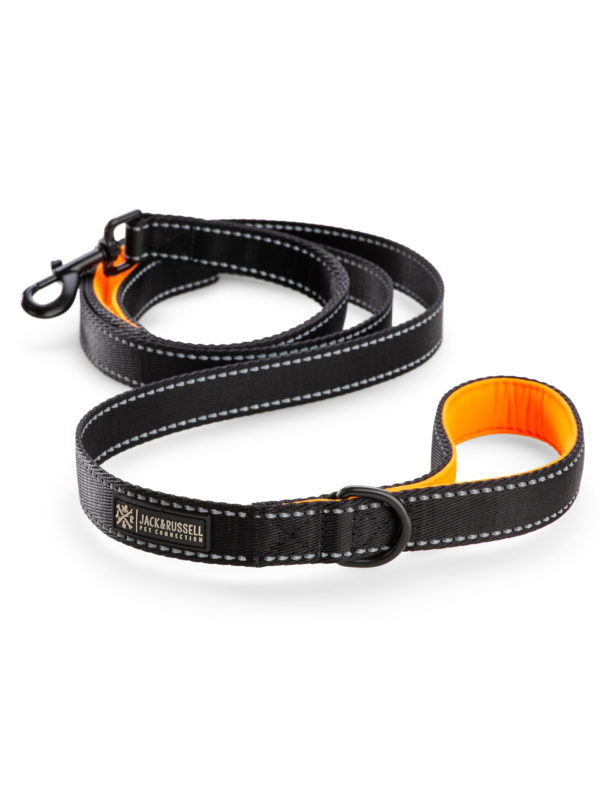 Premium Hundeleine – „Rocky" (Schwarz/Orange)