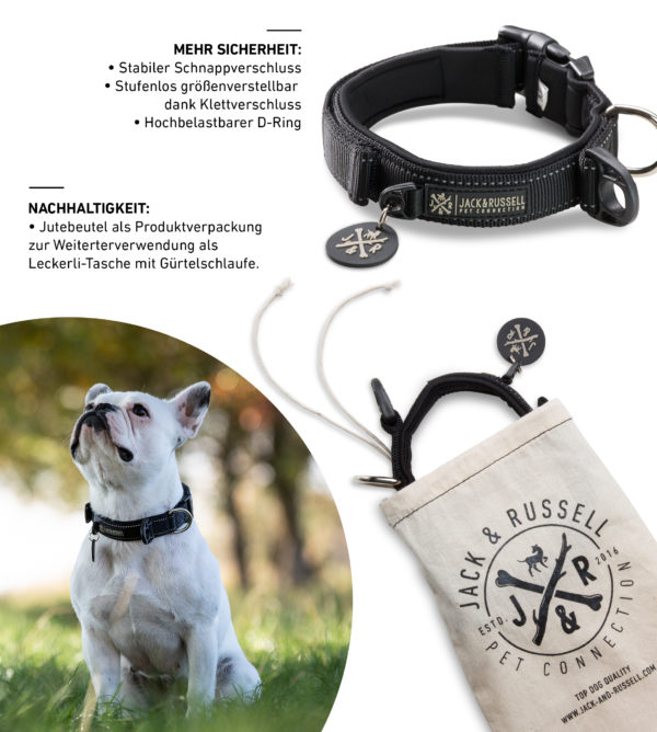 Premium Hundehalsband „Milu" mit Klettband (Schwarz) – Bild 2