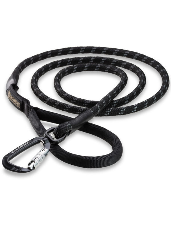 Premium dog leash “Kosmo” made of robust climbing rope with high-quality aluminum carabiner (black)
