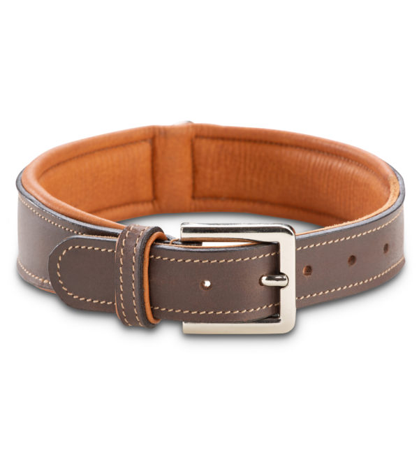 Premium dog leather collar “Amy” (brown/reddish brown)