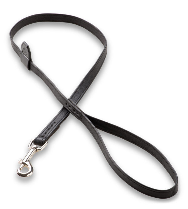 Führleine „Charly“ aus Vollleder mit praktischem Bolzen-Karabiner – ein Designklassiker (Schwarz)
