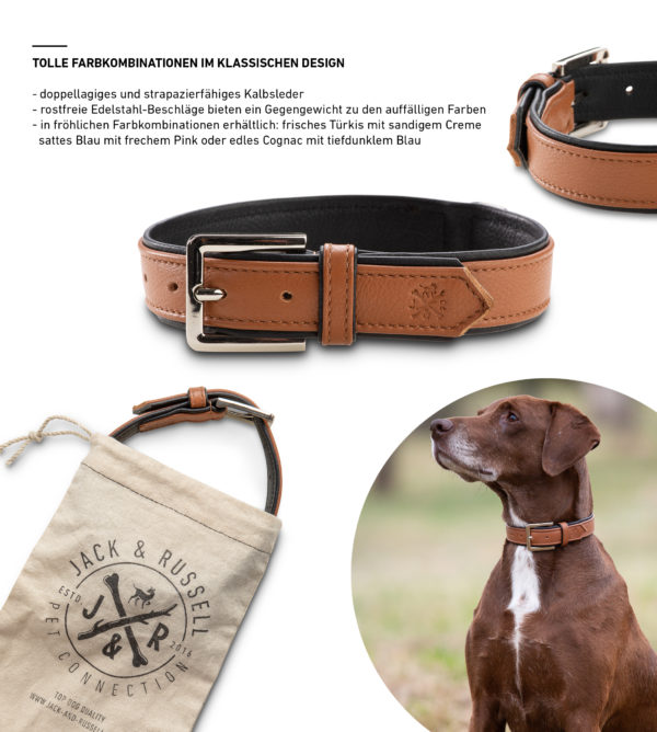 Jack & Russell Premium Leather Dog Collar “Lilly” (Brown/Black) - Image 5