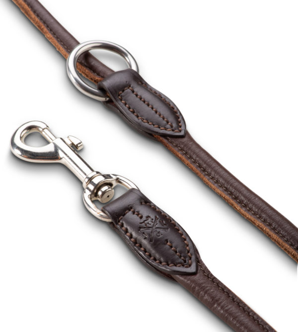Echtleder-Führleine „Dora“ – volle Flexibilität im klassisch edlem Jack & Russell Design (Braun) – Bild 3