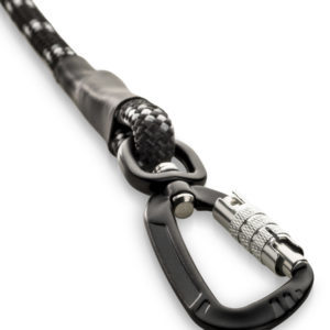 Premium-Hundeleine „Kosmo“ aus robustem Kletterseil mit hochwertigem  Aluminiumkarabiner (Schwarz) – Jack and Russell