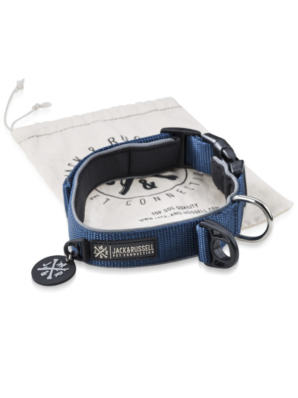 Premium Hundehalsband „Luna" reflektierend und mit Neopren gepolstert (Blau) – Bild 3