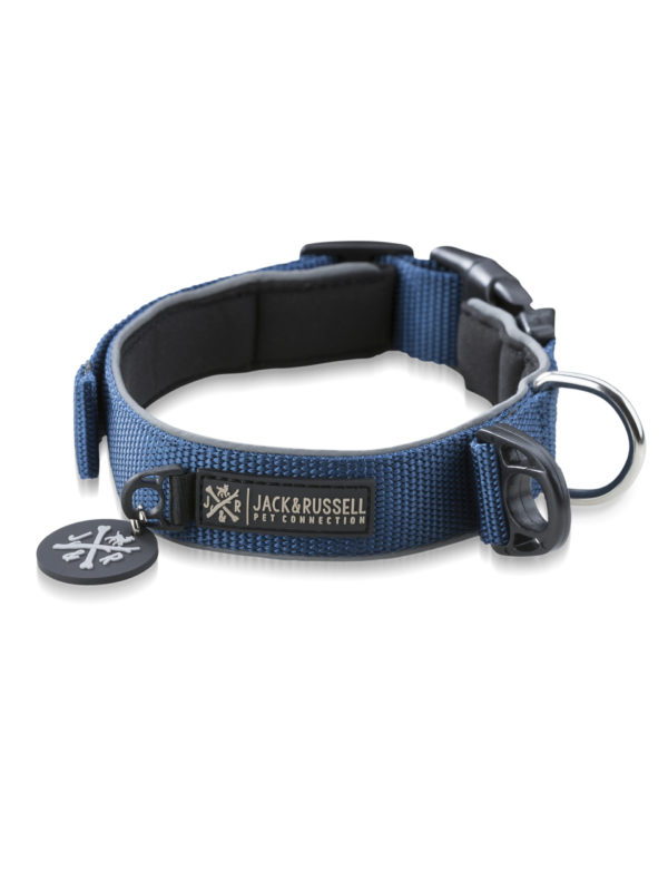 Premium Hundehalsband „Luna" reflektierend und mit Neopren gepolstert (Blau)