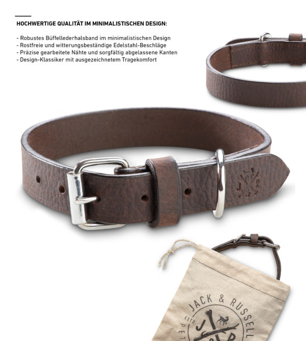 Premium Leder Hunde Halsband „Hendrix" (Dunkelbraun) – Bild 4