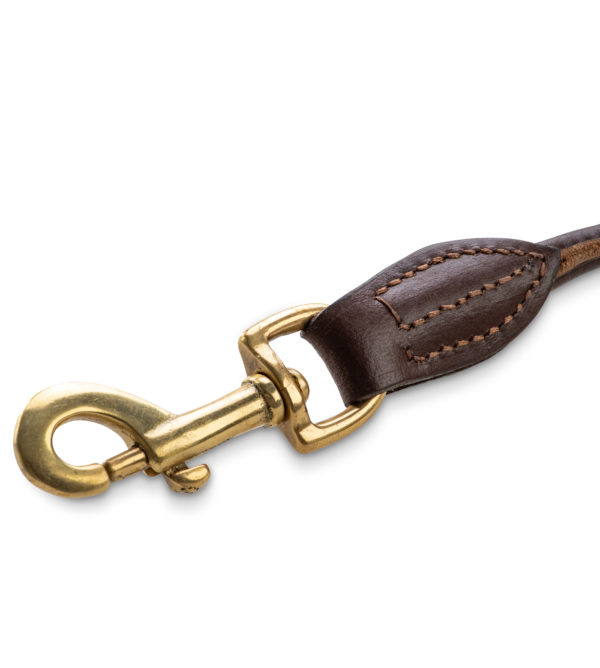 Leather dog leash Moritz brown 1.2m - leash made of genuine leather with brass snap hook - Image 2