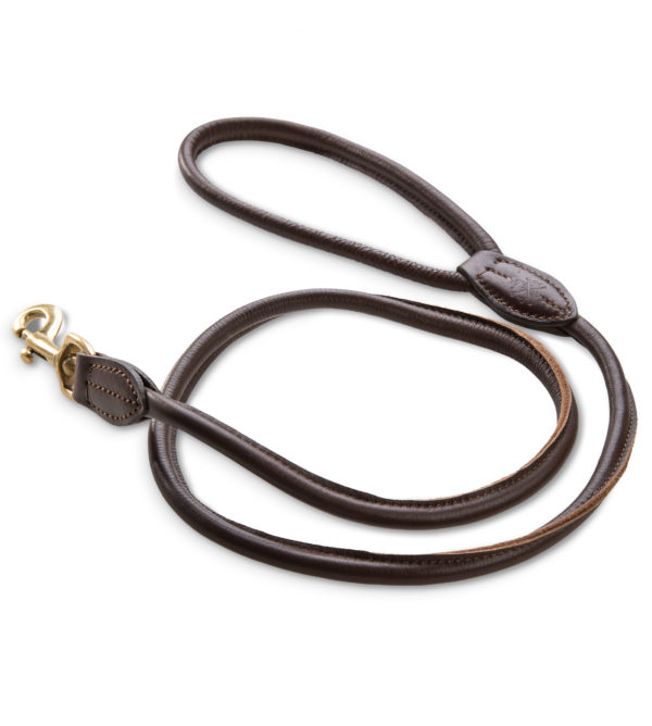 Leather dog leash Moritz brown 1.2m - leash made of genuine leather with brass snap hook