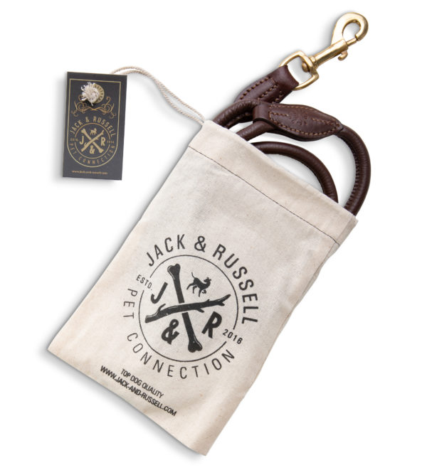 Leather dog leash Moritz brown 1.2m - leash made of genuine leather with brass snap hook - Image 3