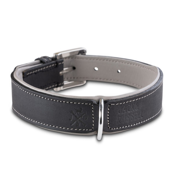 Premium Dog Leather Collar "Amy" (Black/Grey) - Image 4
