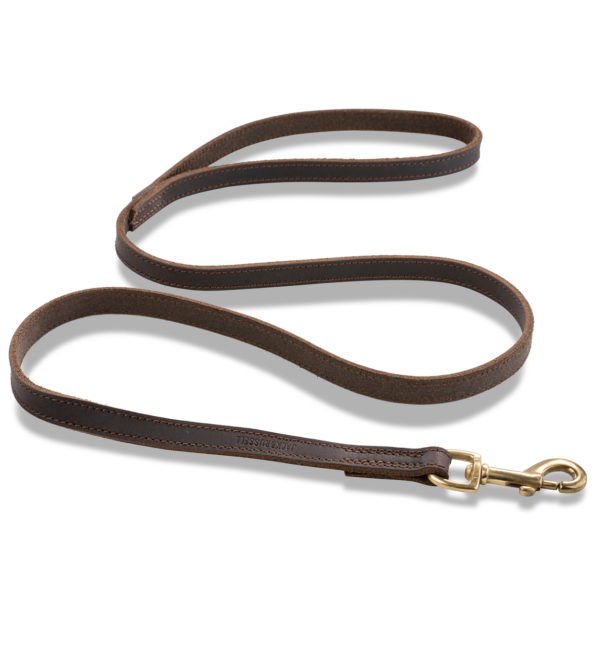 Short leash “Shorty” made of leather with sturdy bolt carabiner – durable and practical (dark brown)
