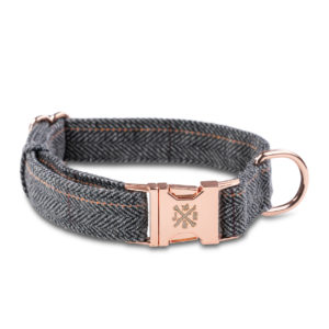 Premium Hunde Tweed Halsband Cody Dunkelgrau
