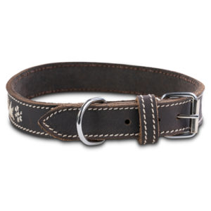 Premium Hunde Lederhalsband „Xaver" Oktoberfestkollektion mit Stickerein (Braun)