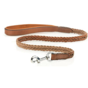 Dog leash "Celine" made of leather - premium braided leather leash - short leash 1.00m (brown)
