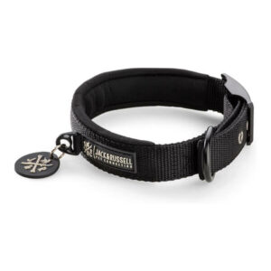 Premium dog collar "Max" with rivets - neoprene padded (black)
