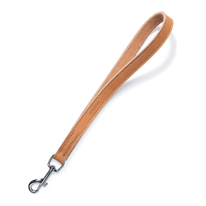 Kurzführer Lederleine „Pull“ aus Fettleder mit stabilem Bolzenkarabiner (Hellbraun)