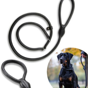 Real leather leash “Nora” – optimal use for leash training (black)
