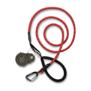 Premium dog leash “Kosmo” made of robust climbing rope with high-quality aluminum carabiner (red/reflective)
