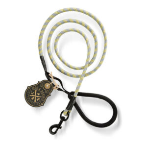 Premium dog leash “Tajo” made of robust climbing rope with high-quality aluminum carabiner (gray-yellow/reflective)
