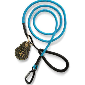 Premium dog leash “Kosmo” made of robust climbing rope with high-quality aluminum carabiner (blue/reflective)