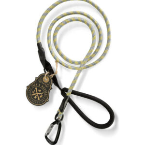 Premium dog leash “Kosmo” made of robust climbing rope with high-quality aluminum carabiner (yellow-grey/reflective)